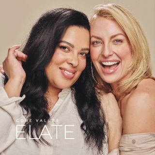 A pair of Elase clients with text overlayed reading "Core Value: Elate"